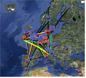 WSPR 50 MHz Map EU 21st May