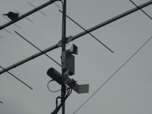 My older 10Ghz transverter (V1) up on the pole. (Huge antenna gain!!)