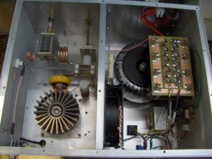 Looking into the amplifier RF deck and HT power supply..In all, the amplifier layout is spacious with easy access to all components for servicing if needed..