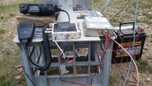 Rubidium frequency reference with the 10MHz filter-splitter unit, and the ft817 sitting on the 3.4Ghz geelong panel, plug and pray compatible.